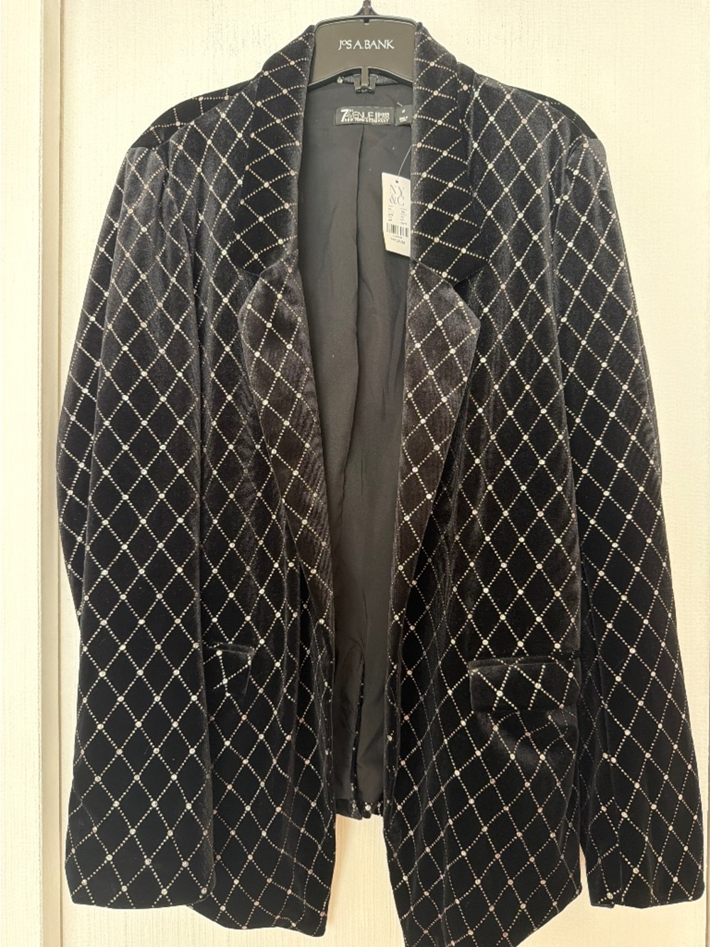 NWT New York & Company 7th Avenue Black Velvet Rhinestone Blazer M
